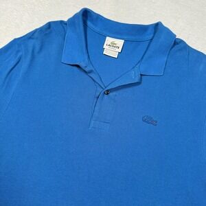 Lacoste Polo Shirt Mens 2XL Blue Regular Fit Crocodile Logo‎ Iconic Pique Tag 7